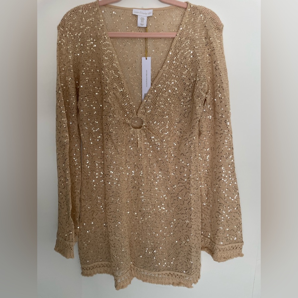 House of Harlow 1960 Tan Knit Swim Coverup